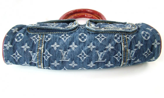 Denim Crocodile Sac Fermoir GM