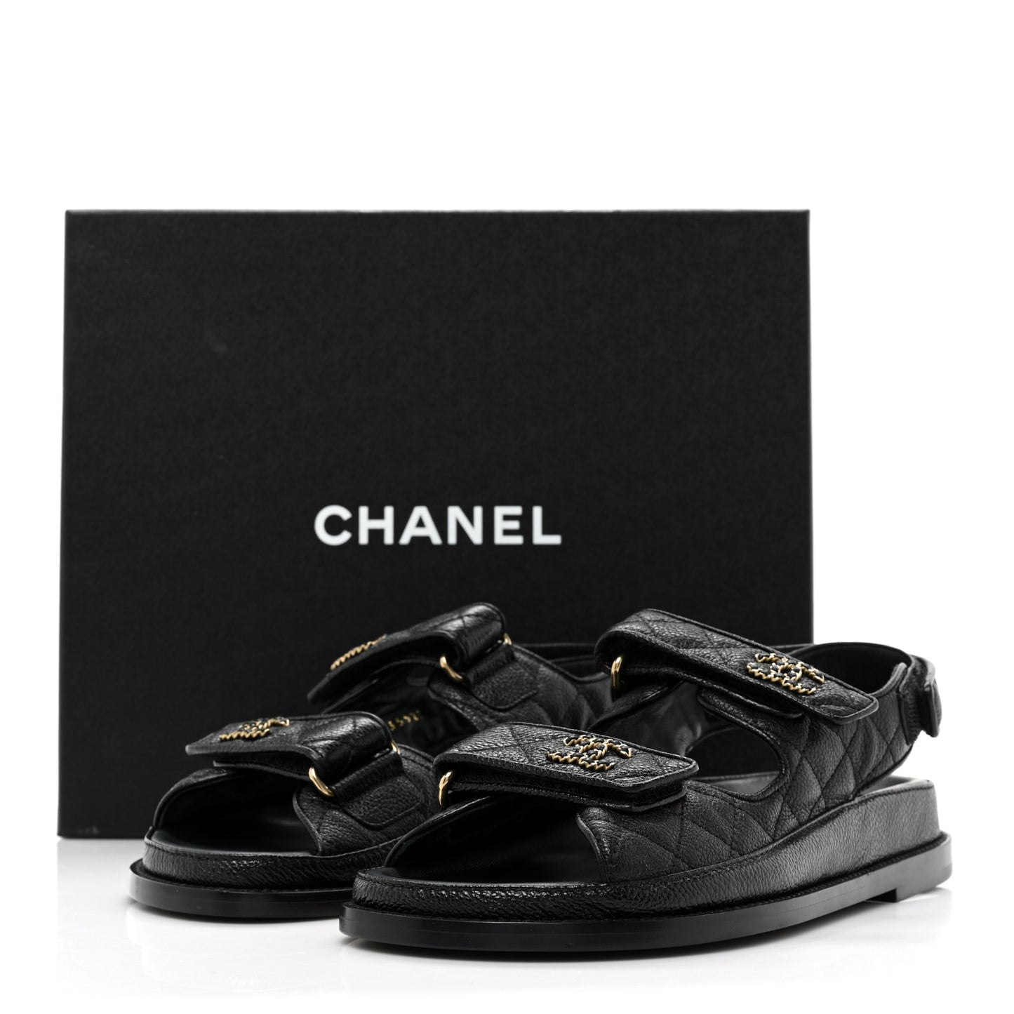 Grained Calfskin Velcro Dad Sandals 36.5 Black