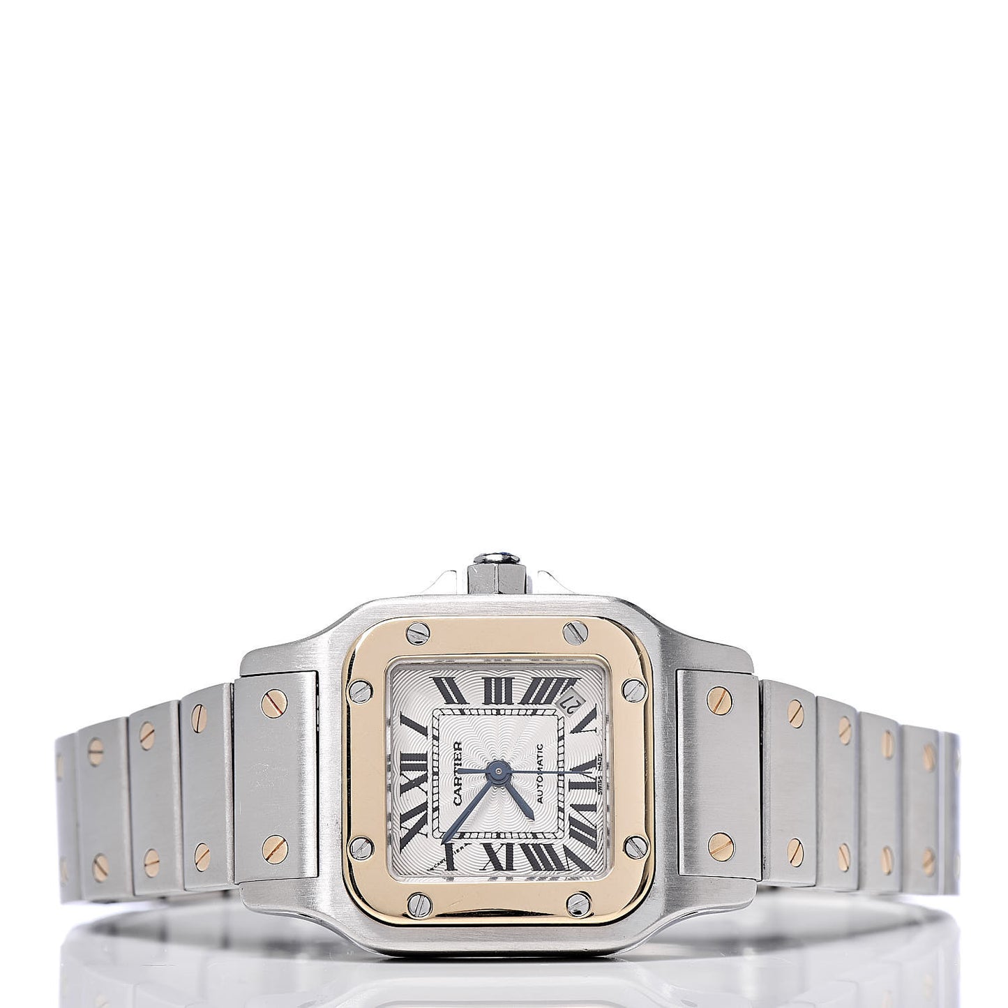 Stainless Steel 18K Yellow Gold 24mm Santos De Cartier Galbee Automatic Watch