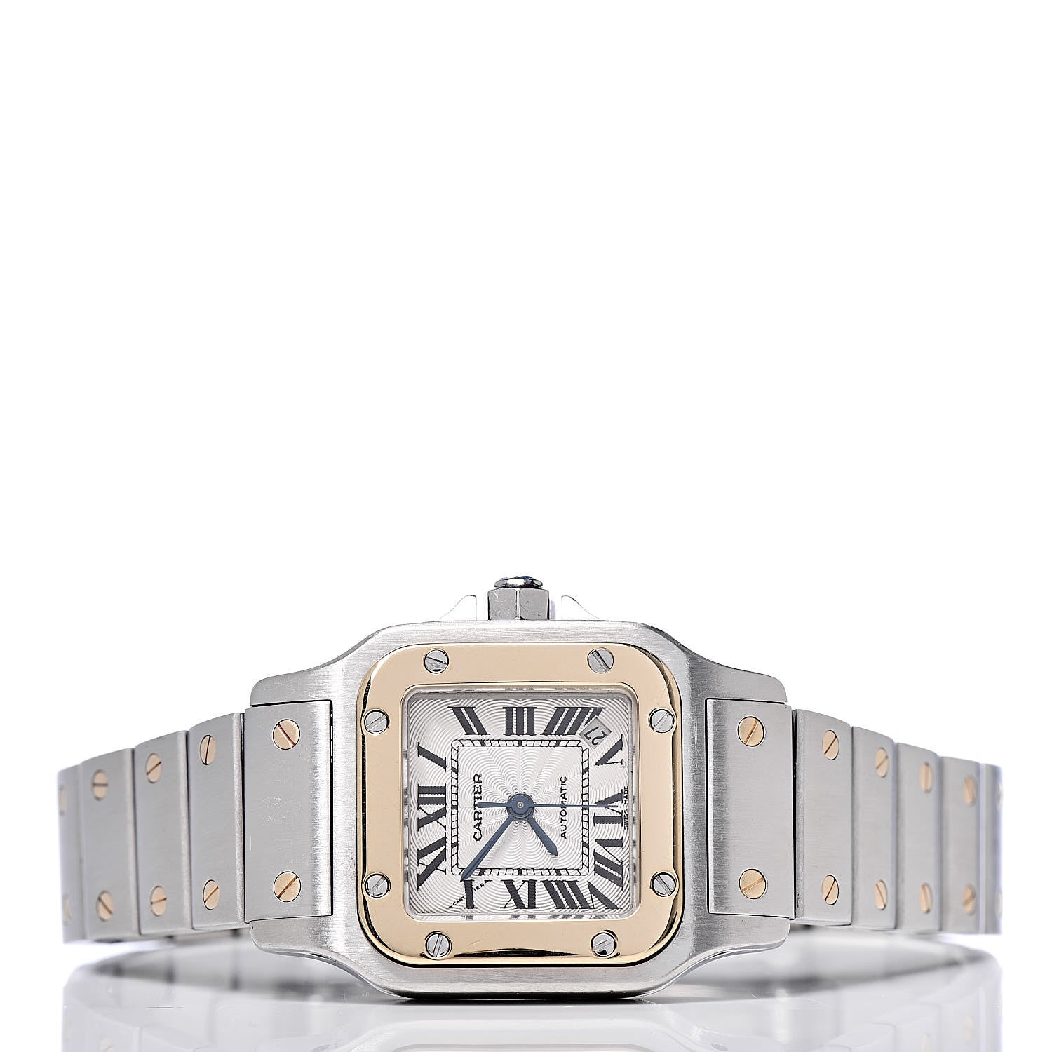 Cartier Stainless Steel 18K Yellow Gold 24mm Santos De Cartier Galbee Automatic Watch 3 of 9