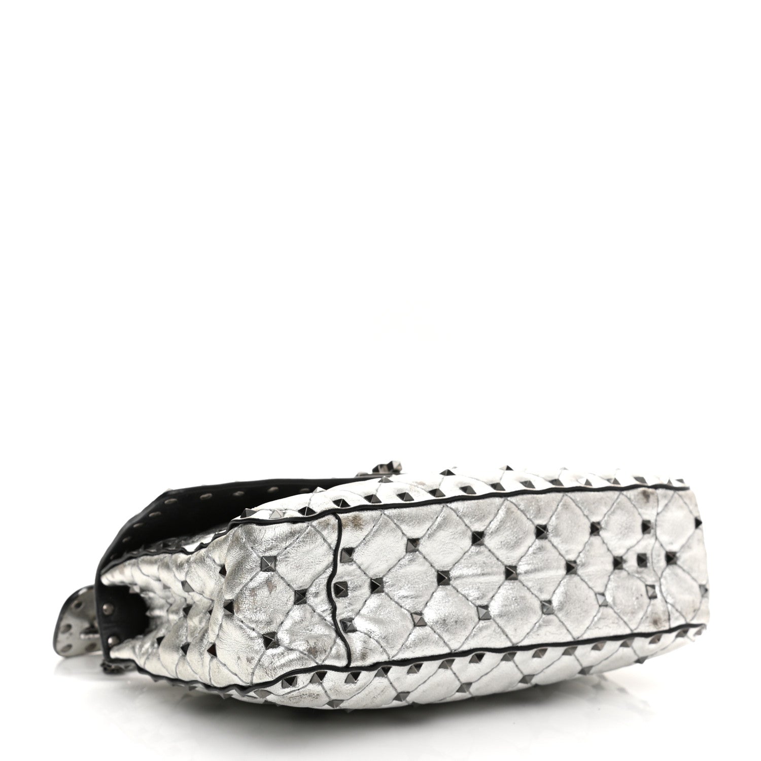 Valentino Garavani Metallic Lambskin Medium Star Rockstud Spike Shoulder Bag Silver 3 of 17