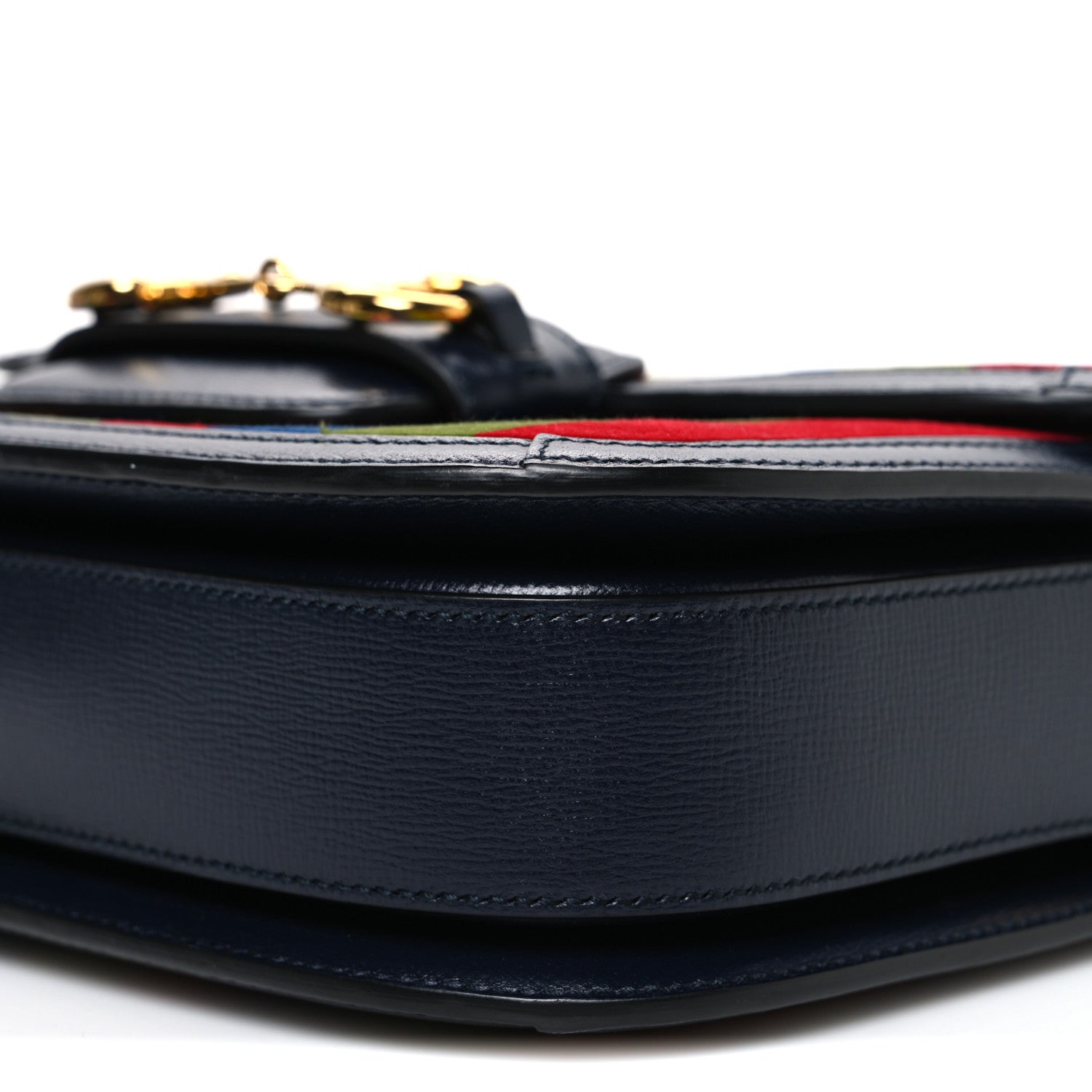 Gucci Velvet Azalea Calfskin Baiadera Stripe Horsebit 1955 Shoulder Bag Multicolor 10 of 11