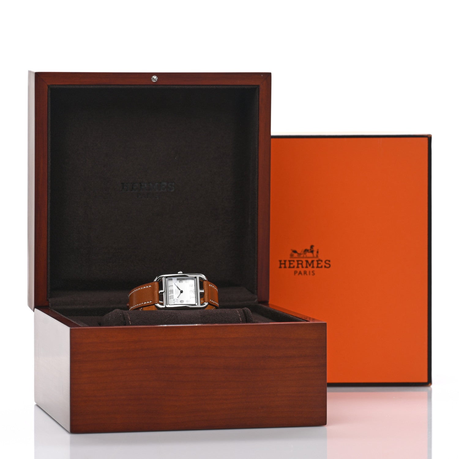 Hermes Stainless Steel Barenia 23mm Cape Cod Quartz Watch Fauve