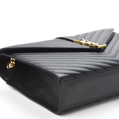 Saint Laurent Grain De Poudre Matelasse Chevron Large Monogram Satchel Black 5 of 9