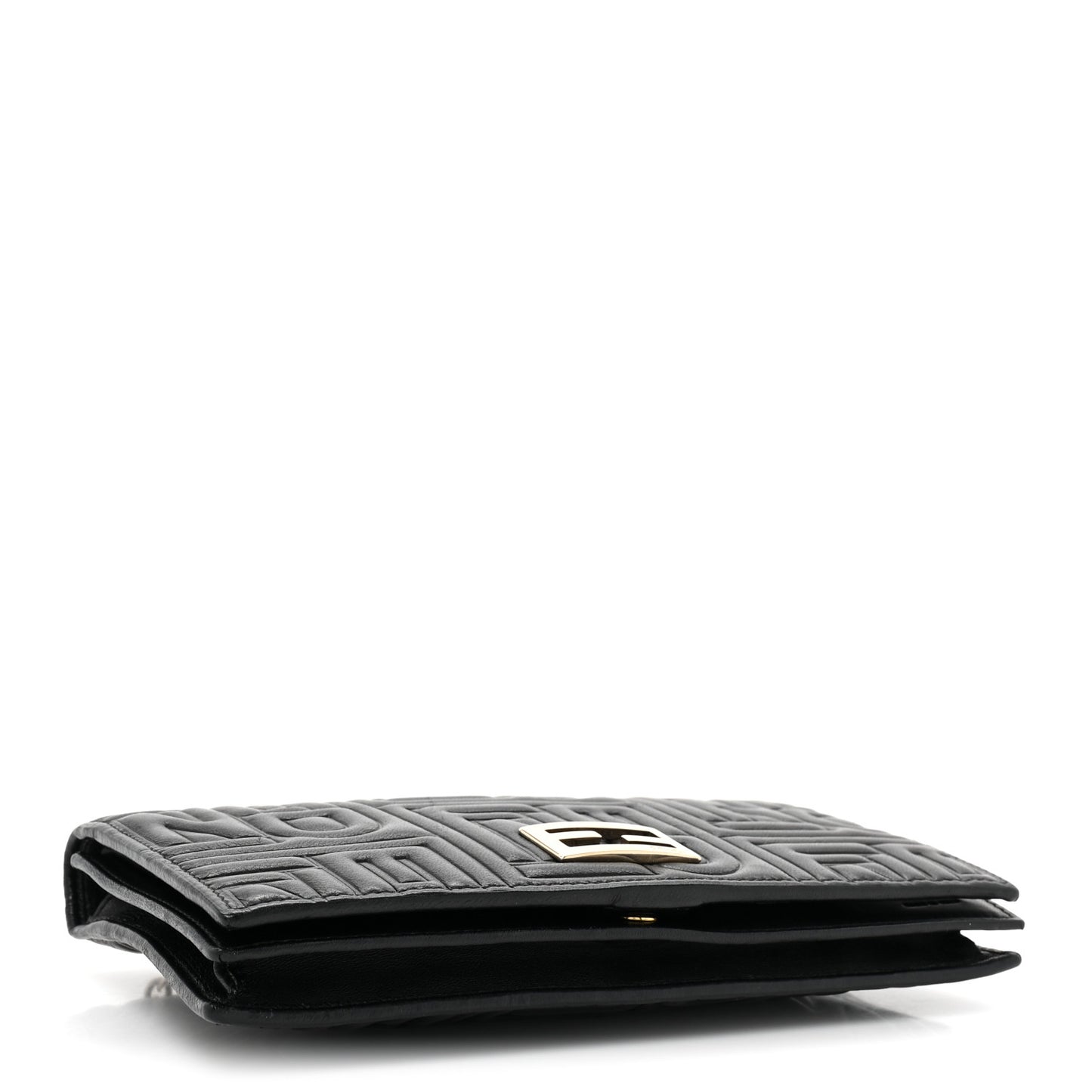 Nappa Logo Embossed Long Wallet On Chain Black
