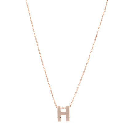 Hermes Lacquered Rose Gold Pop H Pendant Necklace Marron Glace 1 of 6