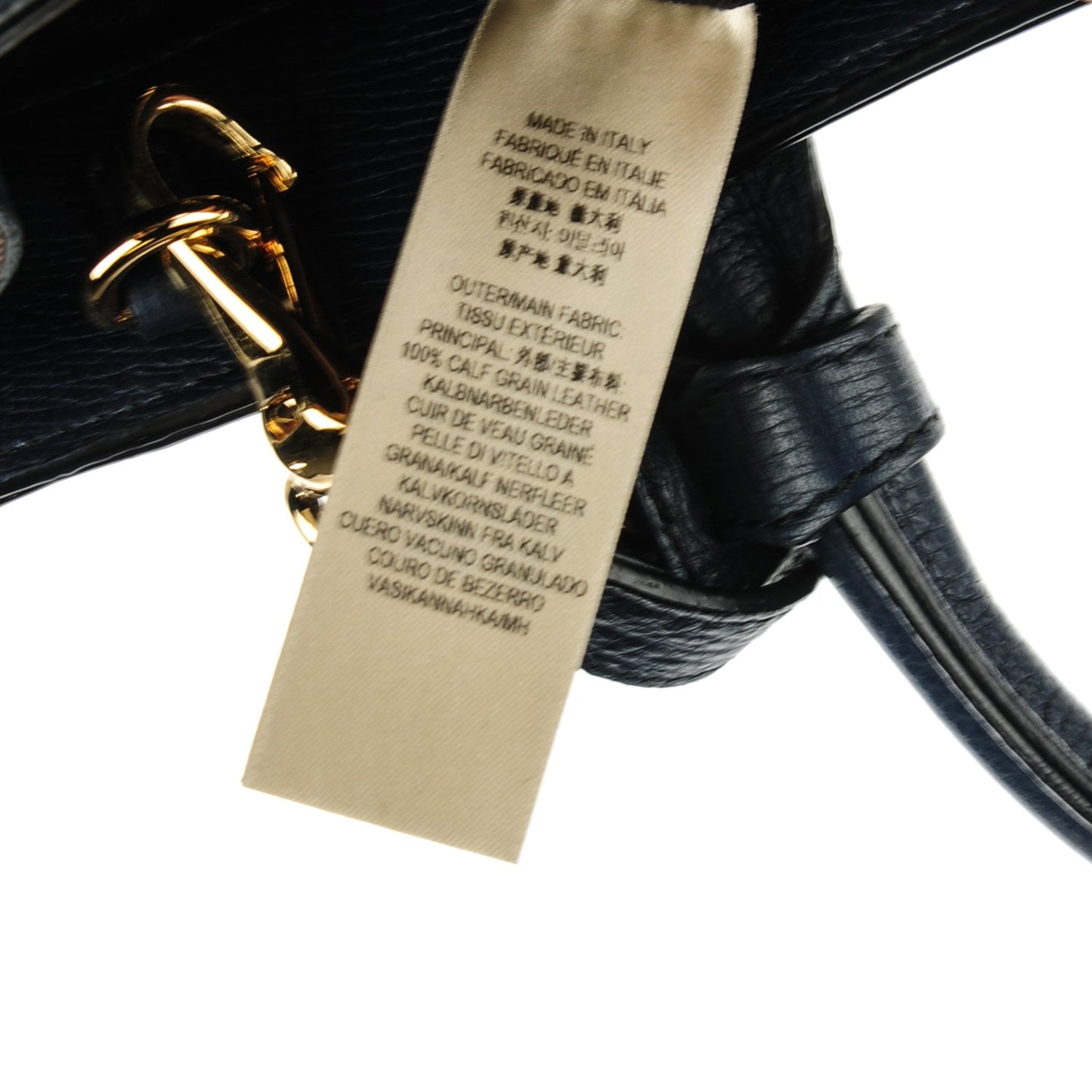 Grainy Calfskin House Check Small Banner Tote Ink Blue