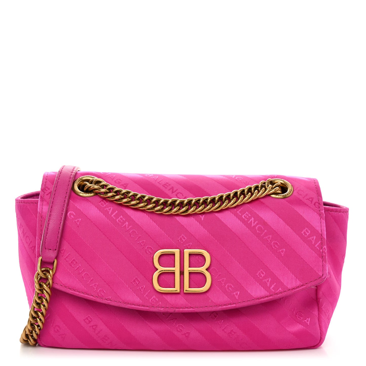 Nylon Jacquard Diagonal Logo S BB Round Shoulder Bag Rose Magenta