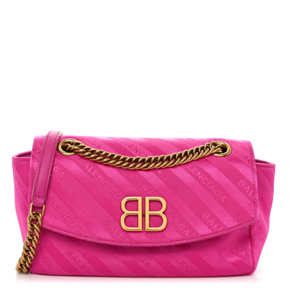 Balenciaga Nylon Jacquard Diagonal Logo S BB Round Shoulder Bag Rose Magenta 1 of 9