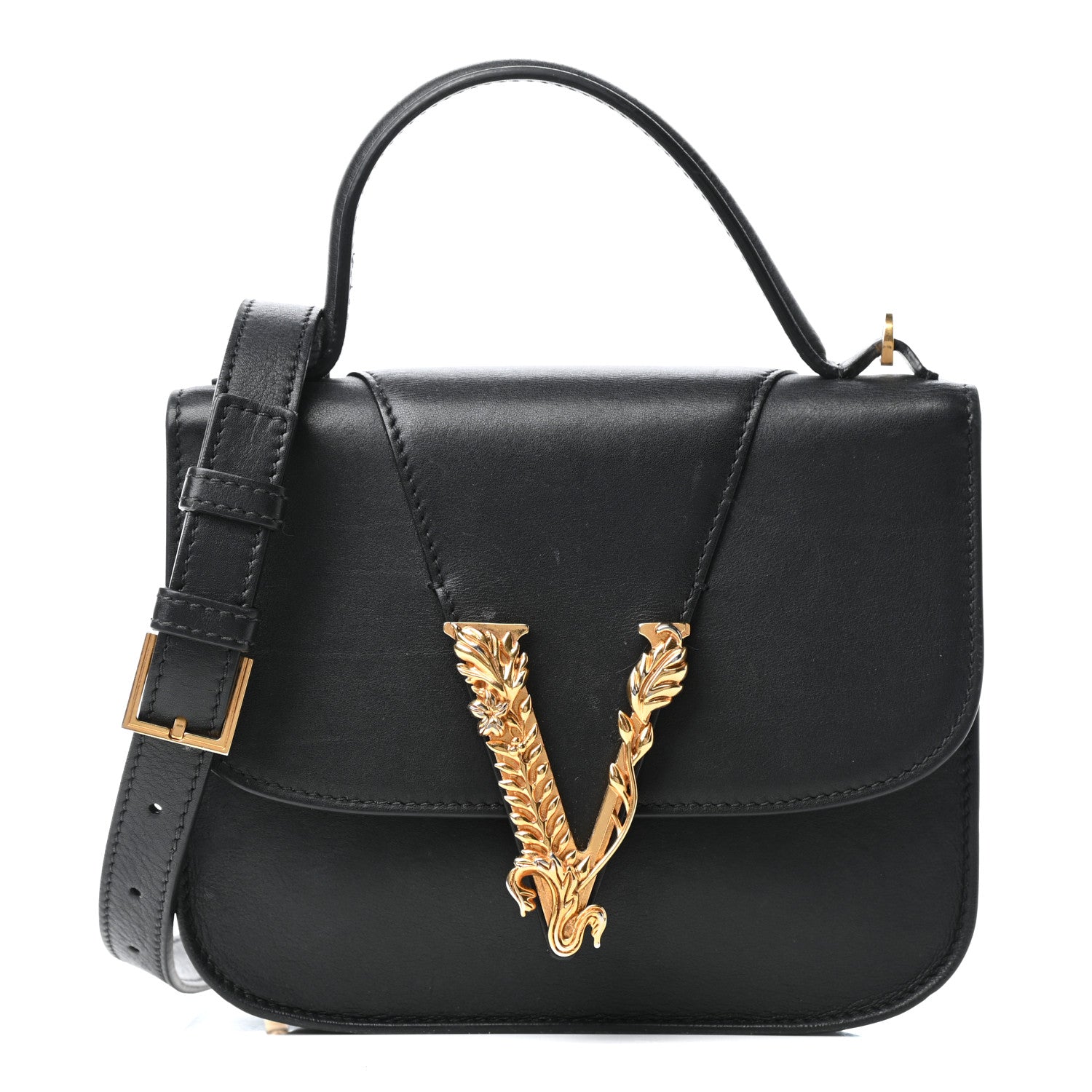 Versace Vitello Barocco Virtus Small Top Handle Shoulder Bag Black 1 of 10