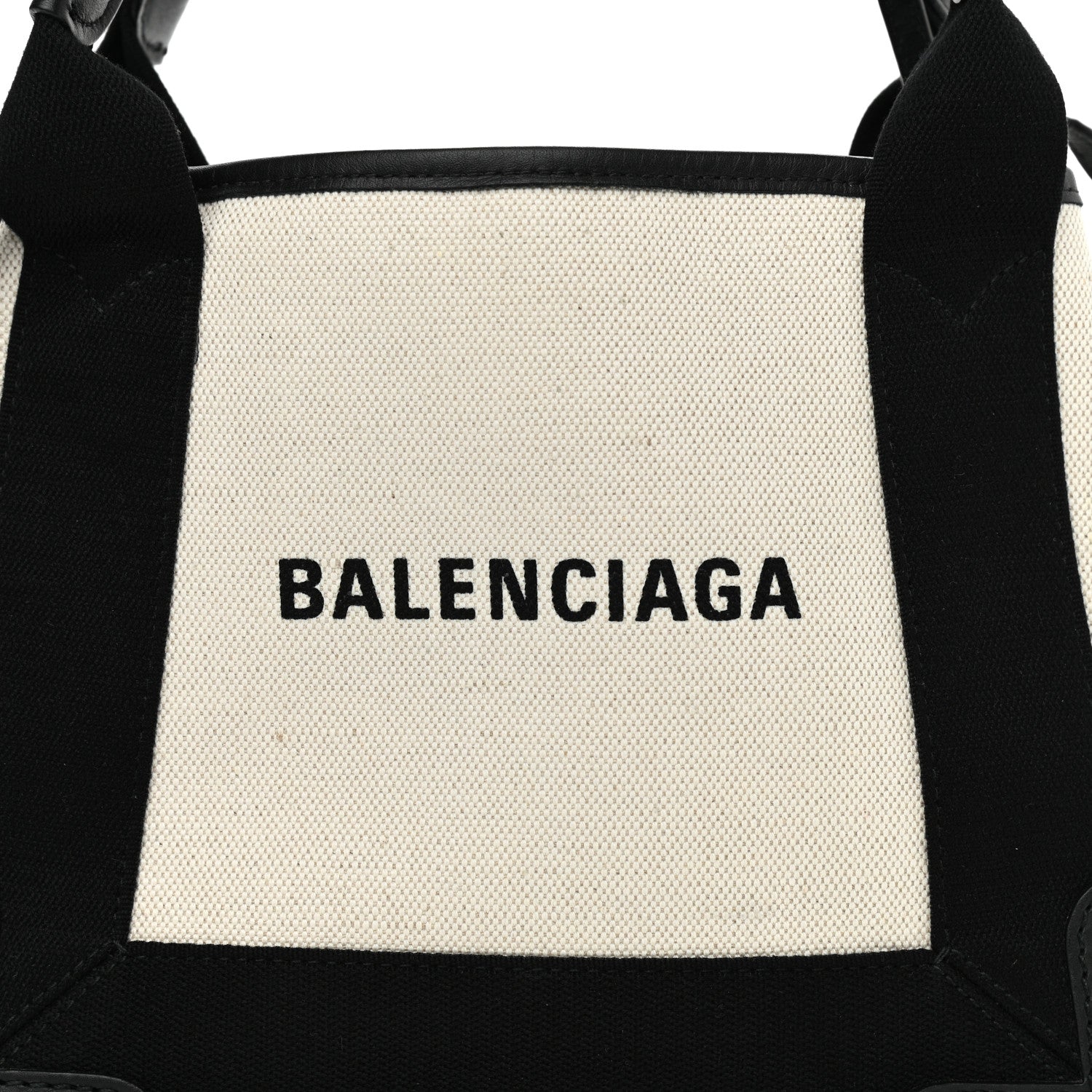 Balenciaga Cotton Canvas Calfskin Navy Cabas XS Natural Black 9 of 14