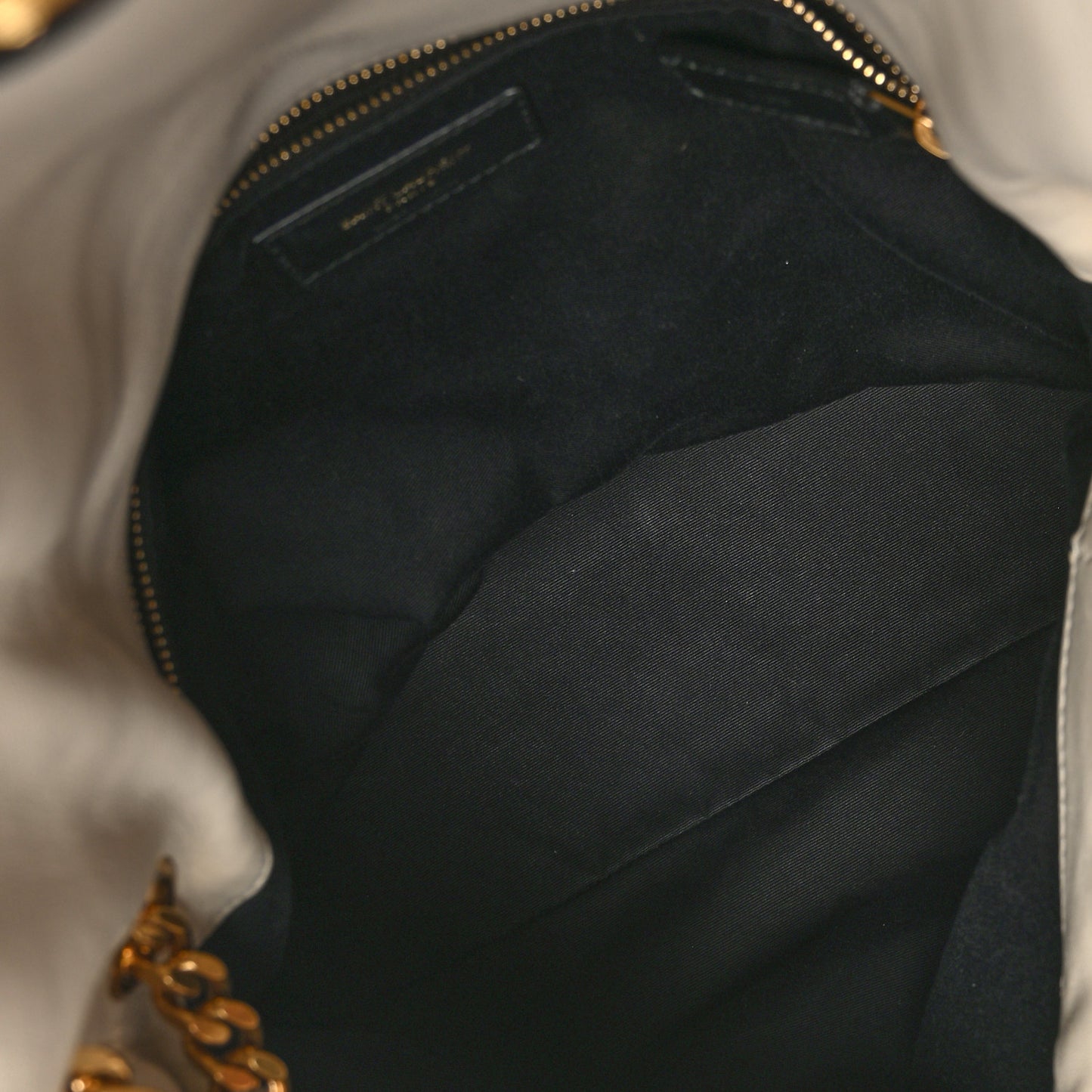 Lambskin Quilted Medium Loulou Puffer Monogram Chain Satchel Crema Soft