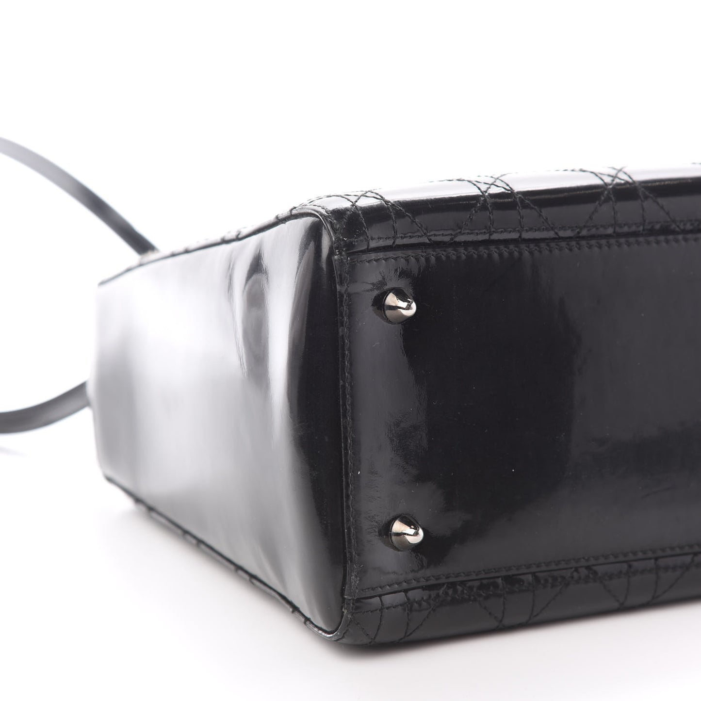 Patent Cannage Stitched Medium Lady Dior Black