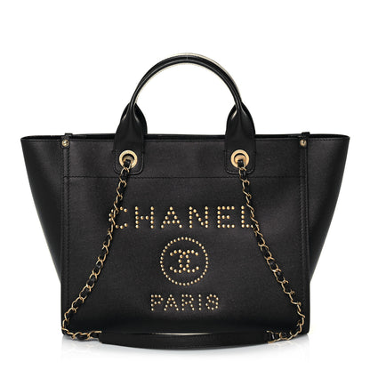 Chanel Caviar Small Studded Deauville Tote Blue 1 of 15