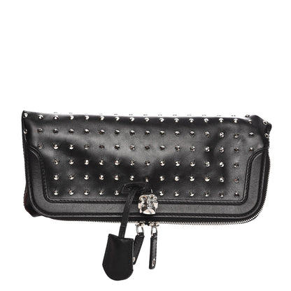 Alexander McQueen Calfskin Studded Padlock Skull Clutch Black 1 of 10