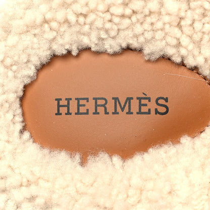 Hermes Suede Goatskin Woolskin Womens Chypre Sandals 36 Brun Fume Ecru 7 of 8