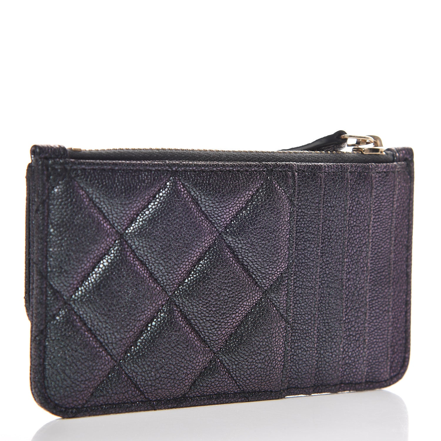 Chanel Iridescent Caviar Quilted Flap Zip Card Holder Black 3 of 8