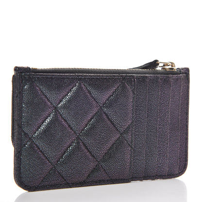 Chanel Iridescent Caviar Quilted Flap Zip Card Holder Black 3 of 8