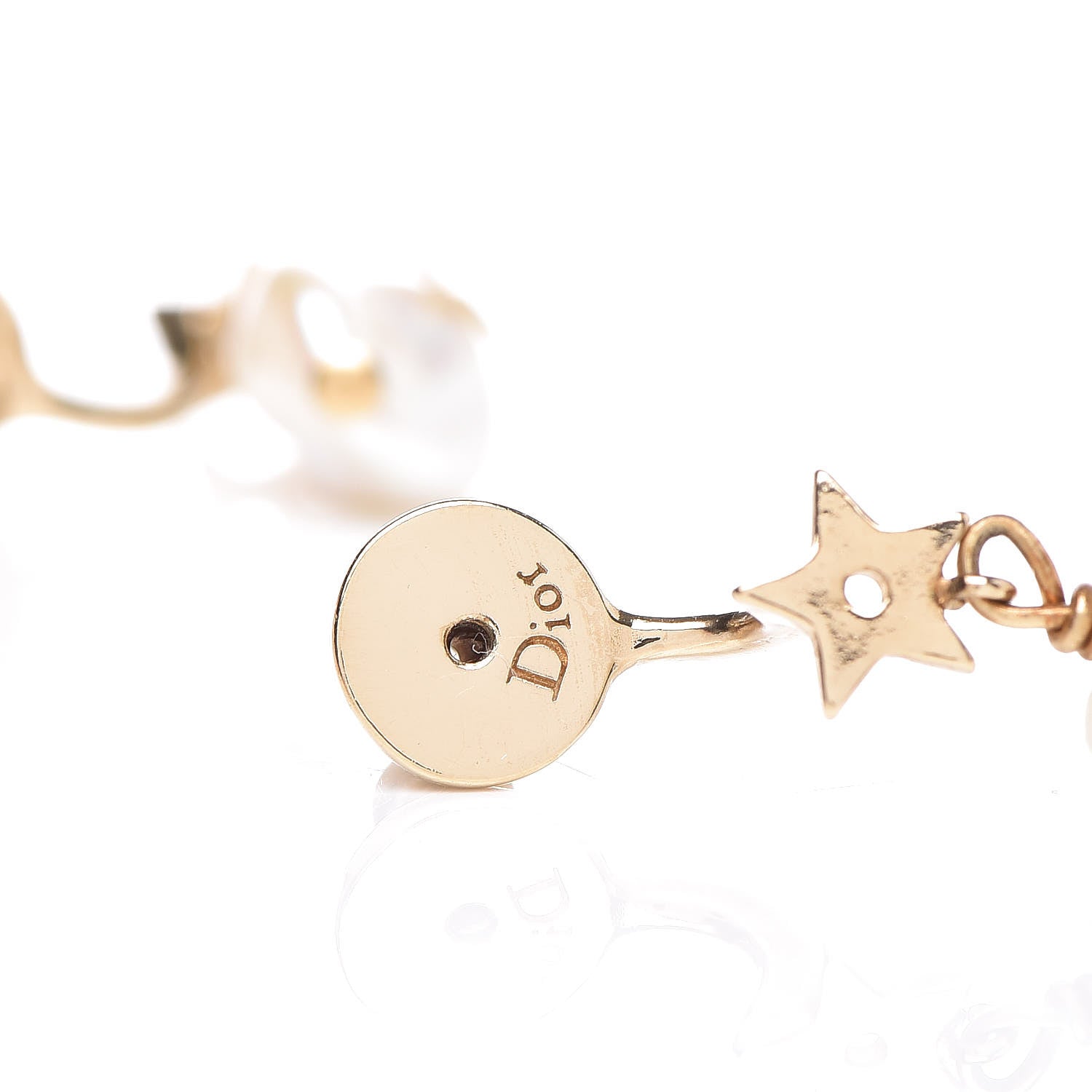 Christian Dior Crystal Pearl Shiny-D Earrings Gold 4 of 4