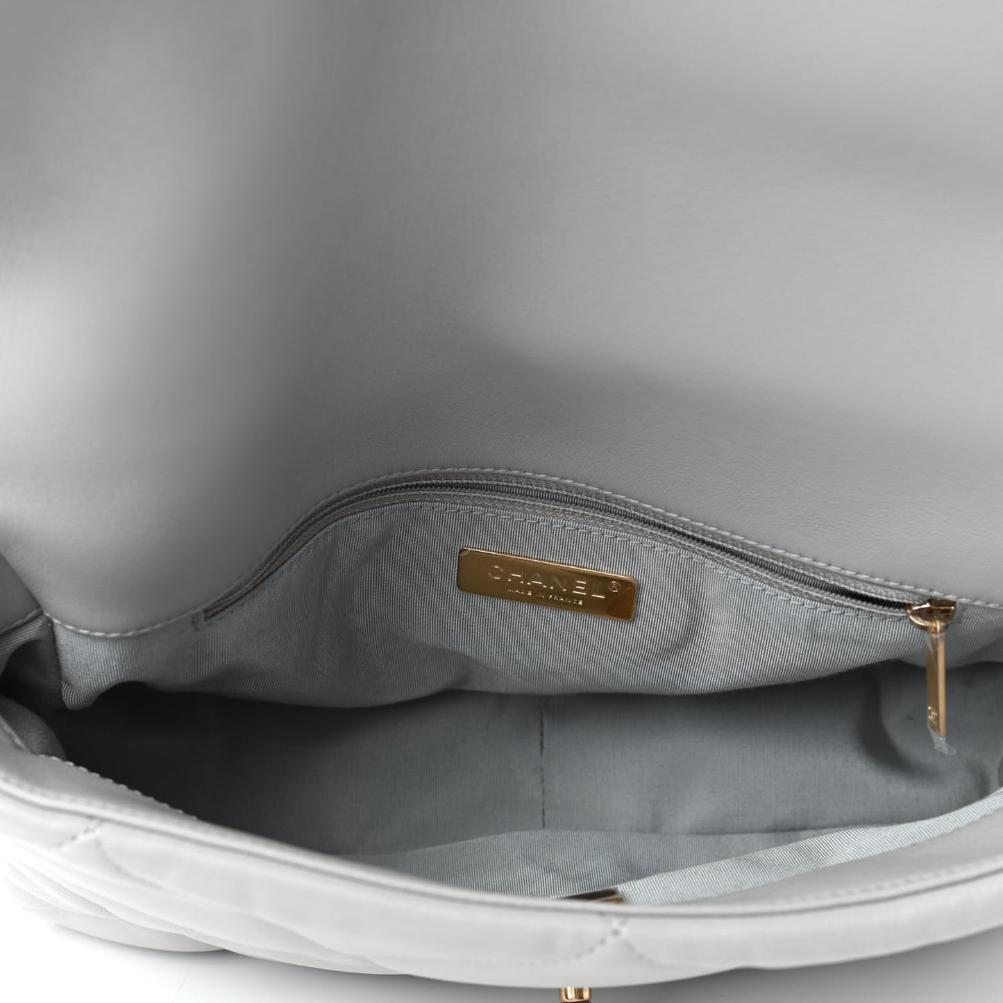 Lambskin Quilted Large Chanel 19 Flap Grey
