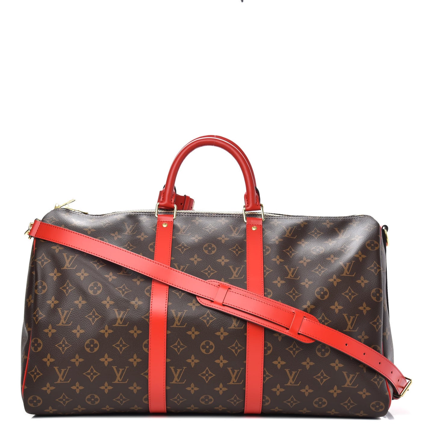 Calfskin Monogram Keepall Bandouliere 50 Coquelicot