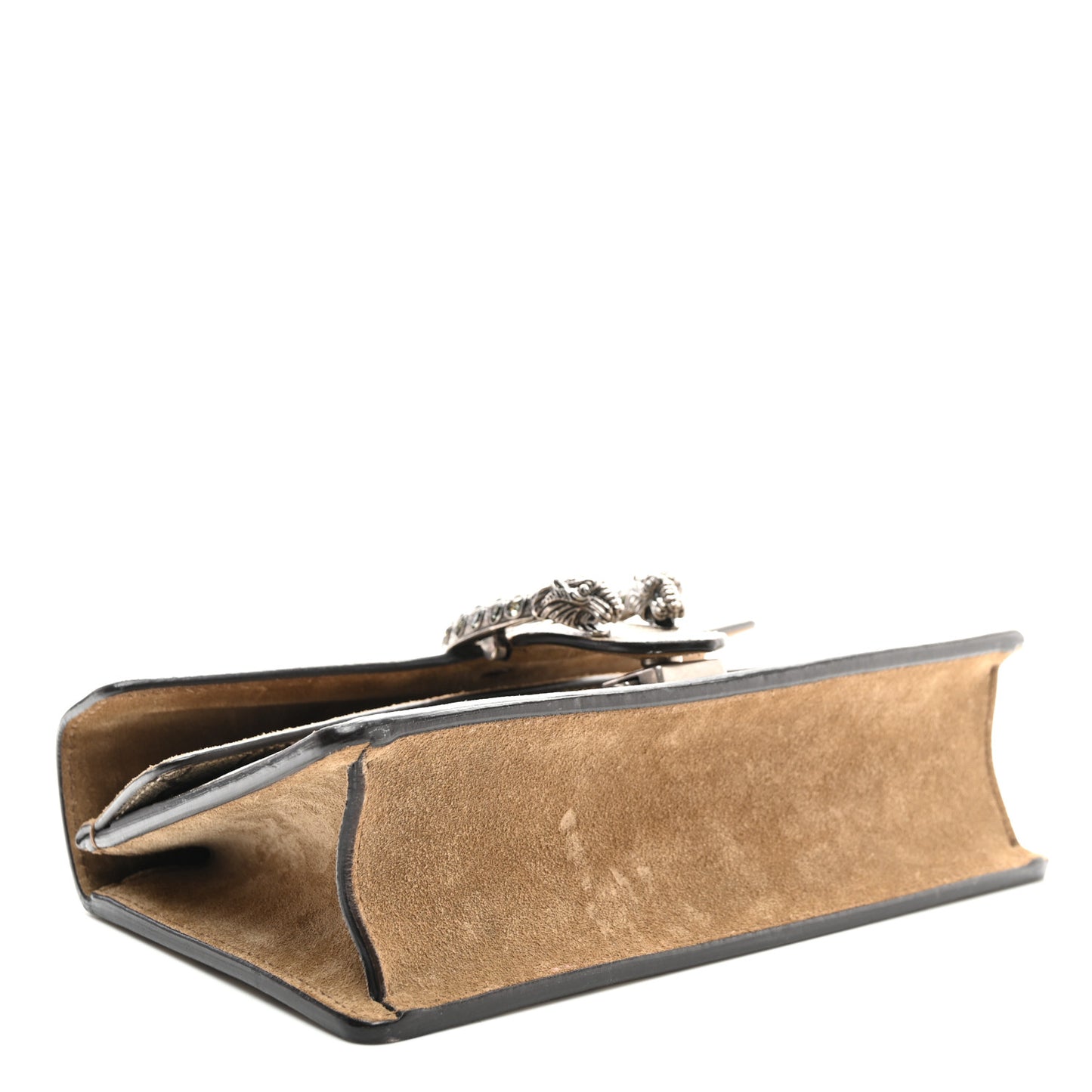 GG Supreme Monogram Suede Crystal Small Dionysus Shoulder Bag Beige Ebony Taupe