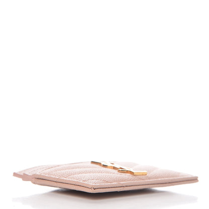 Saint Laurent Grain De Poudre Matelasse Chevron Monogram Credit Card Case Pale Blush 4 of 7