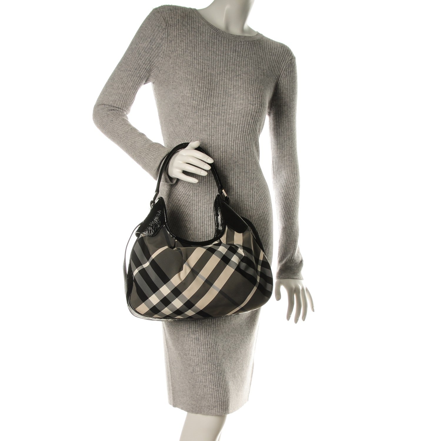 Burberry Beat Check Small Brooklyn Hobo Black 2 of 7