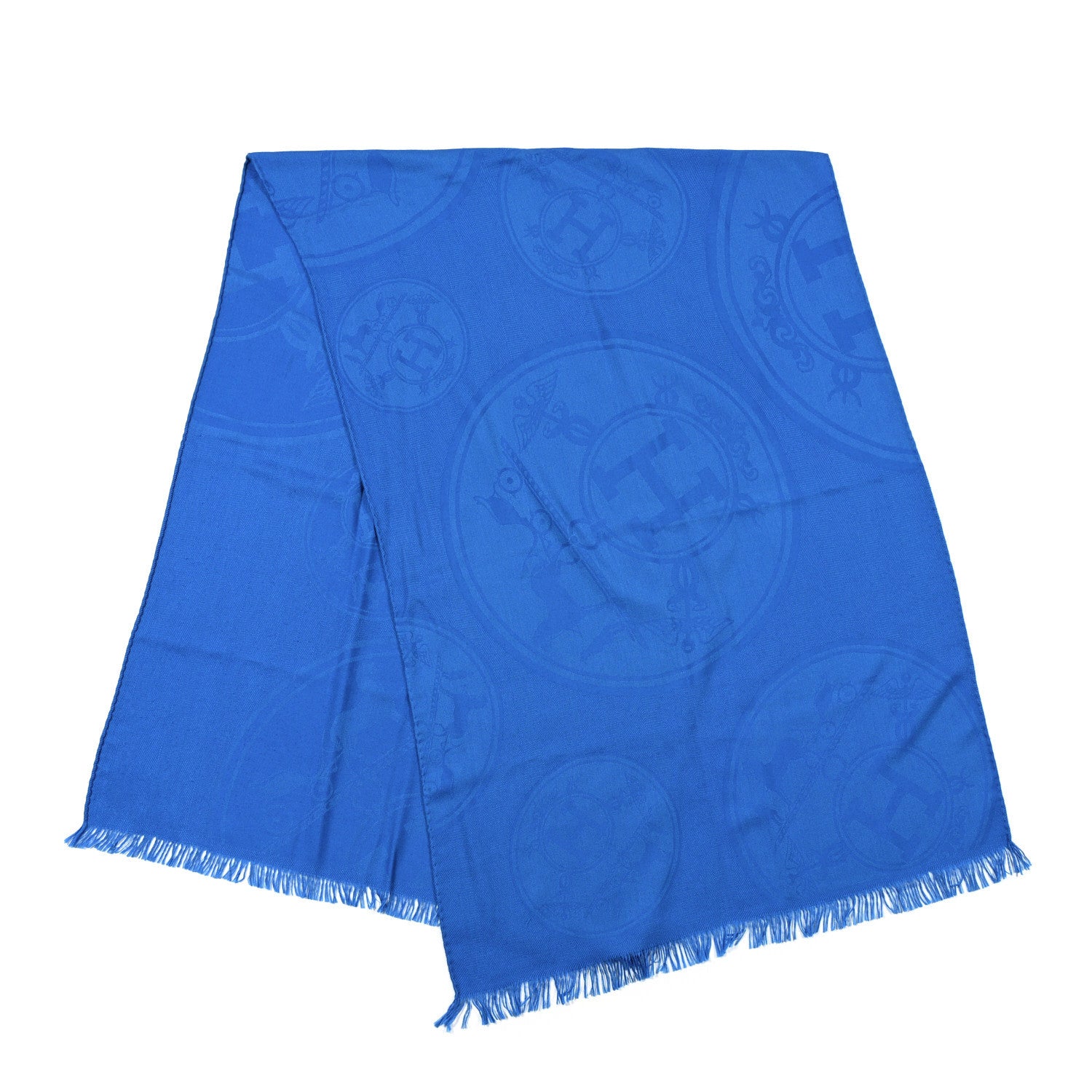 Hermes Cashmere Silk New Libris Stole Outre-Mer 2 of 3