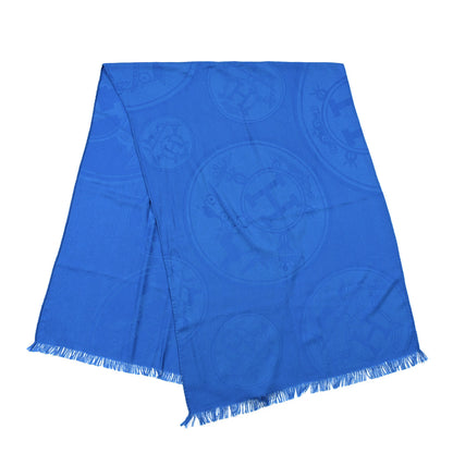 Hermes Cashmere Silk New Libris Stole Outre-Mer 2 of 3