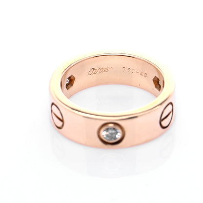 Cartier 18K Yellow Gold 3 Diamond 5.5mm LOVE Ring 48 4.5 5 of 6