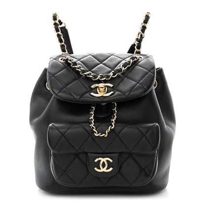 Chanel Lambskin Quilted Small Duma Drawstring Backpack Black 1 of 12