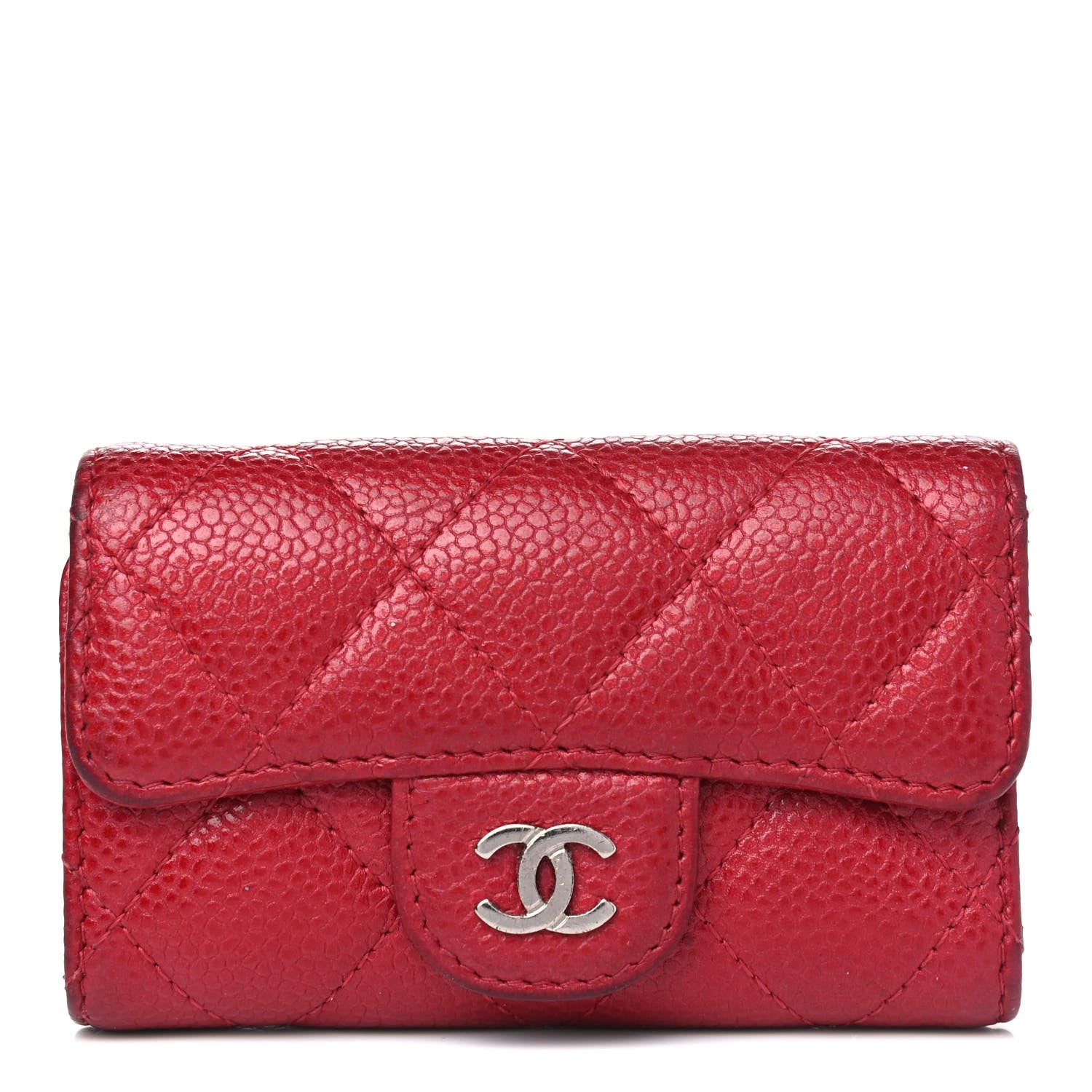 Chanel Metallic Caviar Quilted 6 Key Holder Dark Pink 1 of 13