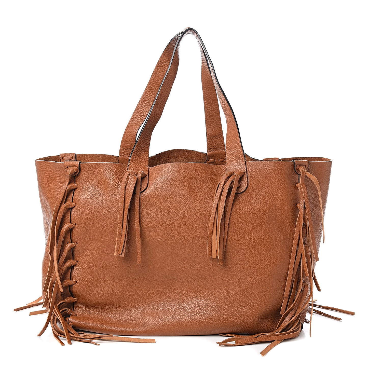 Grained Calfskin C-Rockee Fringe Tote Light Cuir