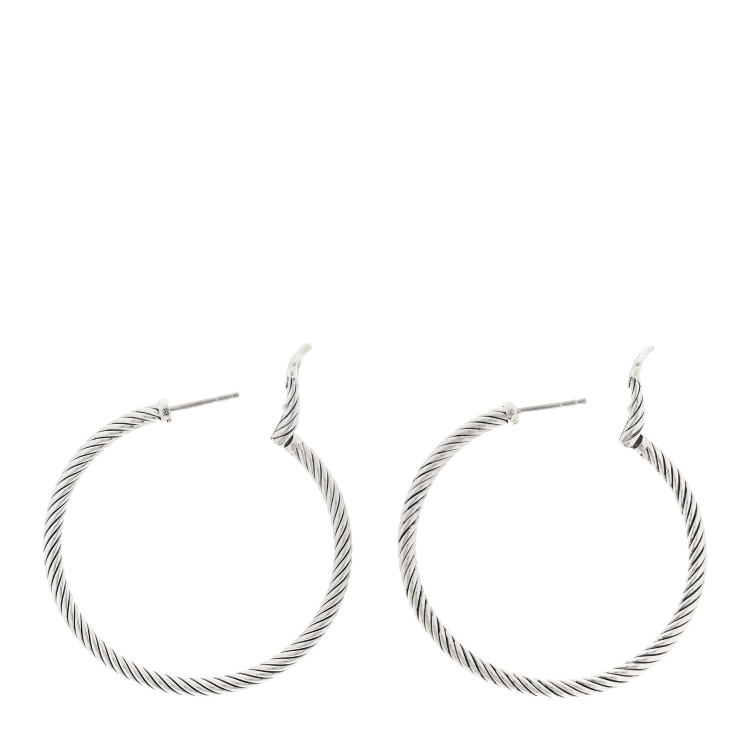 David Yurman Sterling Silver Medium Cable Classics Hoop Earrings 3 of 4