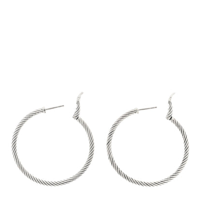 David Yurman Sterling Silver Medium Cable Classics Hoop Earrings 3 of 4