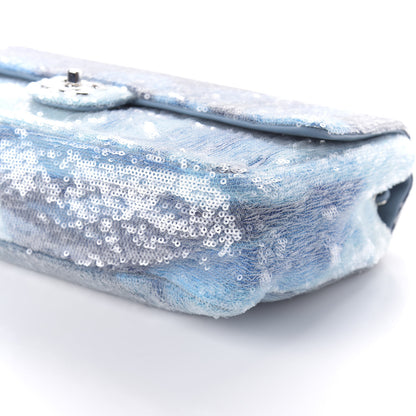 Chanel Sequin Large Waterfall Flap Light Blue 7 of 10