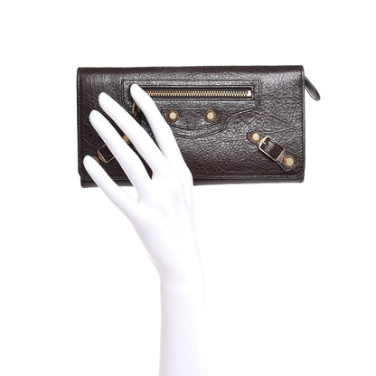 Balenciaga Agneau Giant 12 Gold Hardware Money Wallet Charbon 2 of 6