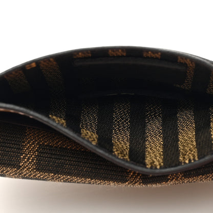Fendi Fabric Jacquard FF 1974 Fold Over Card Holder Wallet Tobacco Moro 5 of 6