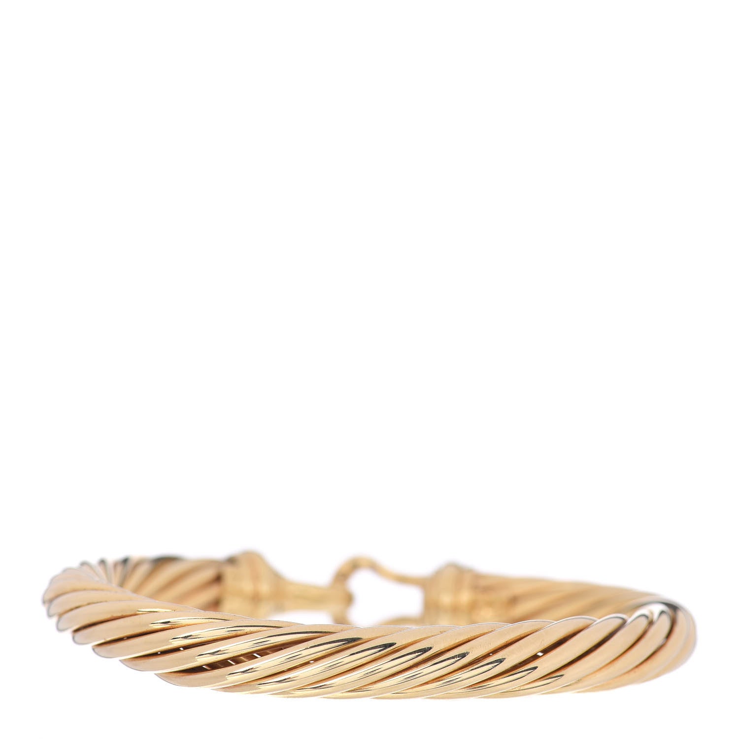 David Yurman 18K Yellow Gold Diamond 7mm Buckle Cable Bracelet 3 of 4