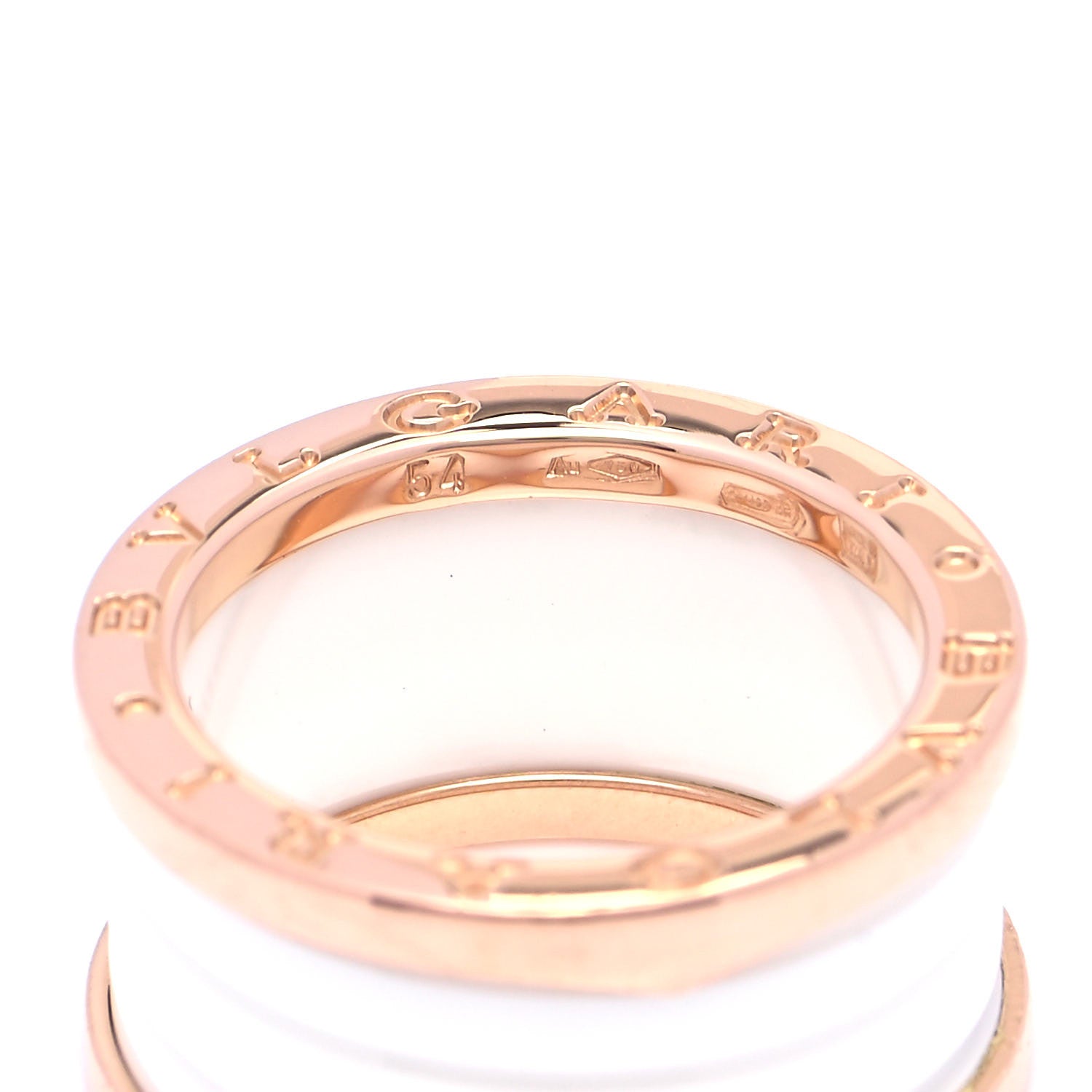 Bulgari 18K Rose Gold White Ceramic B.Zero1 Four-Band Ring 54 6.75 4 of 4