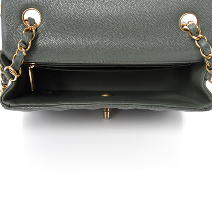 Chanel Iridescent Caviar Quilted Mini Rectangular Flap Green 5 of 11