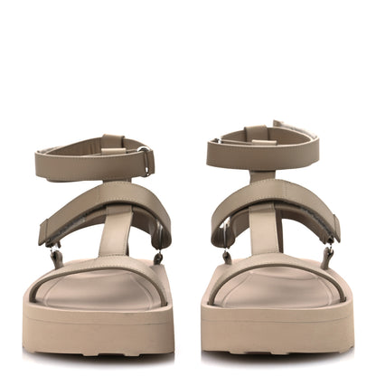 Hermes Calfskin Womens Enid Sandals 41 Argile 3 of 12