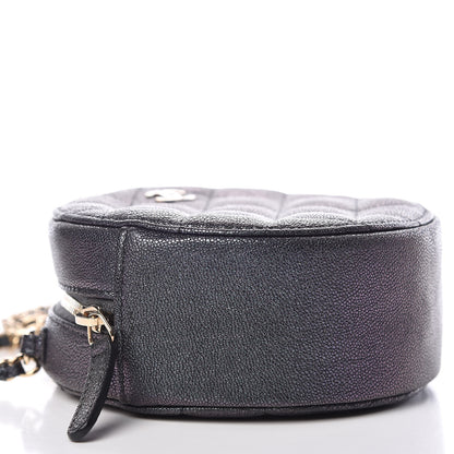 Chanel Iridescent Caviar Quilted Round Clutch With Chain Black 5 of 10