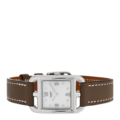 Hermes Stainless Steel Swift Diamond Mother of Pearl 23mm Cape Cod Quartz Watch Etoupe 2 of 5