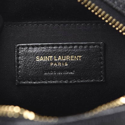 Saint Laurent Grain De Poudre Matelasse Chevron Quilted Round Vinyle Camera Bag Black 6 of 8