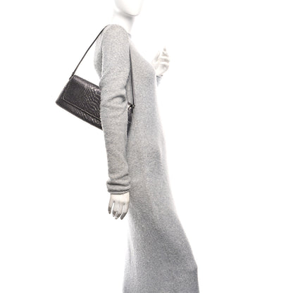 Jimmy Choo Snakeskin Embossed Diamond Chain Shoulder Bag Silver 2 of 9