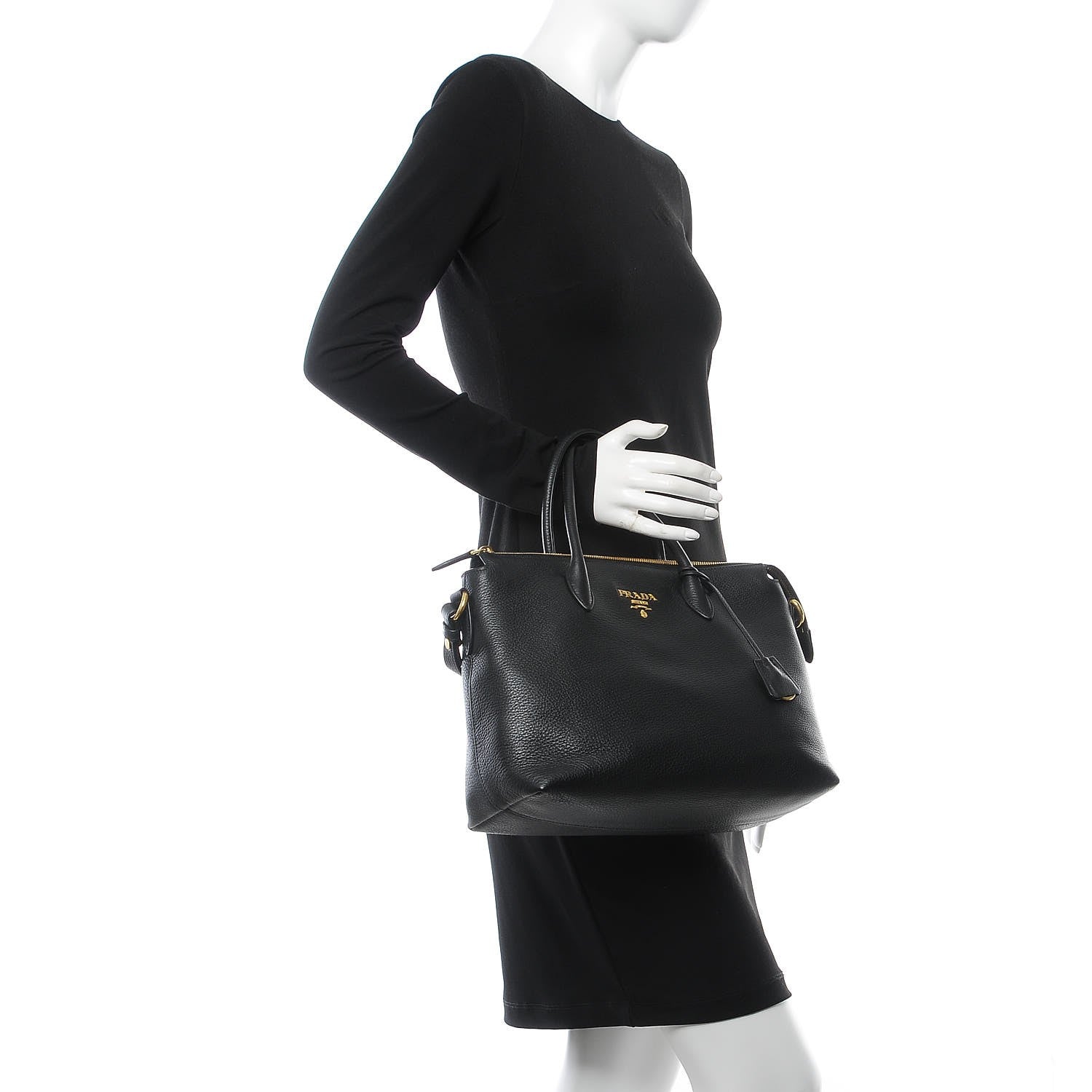 Prada Vitello Phenix Top Handle Bag Black 3 of 8