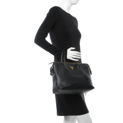 Prada Vitello Phenix Top Handle Bag Black 3 of 8