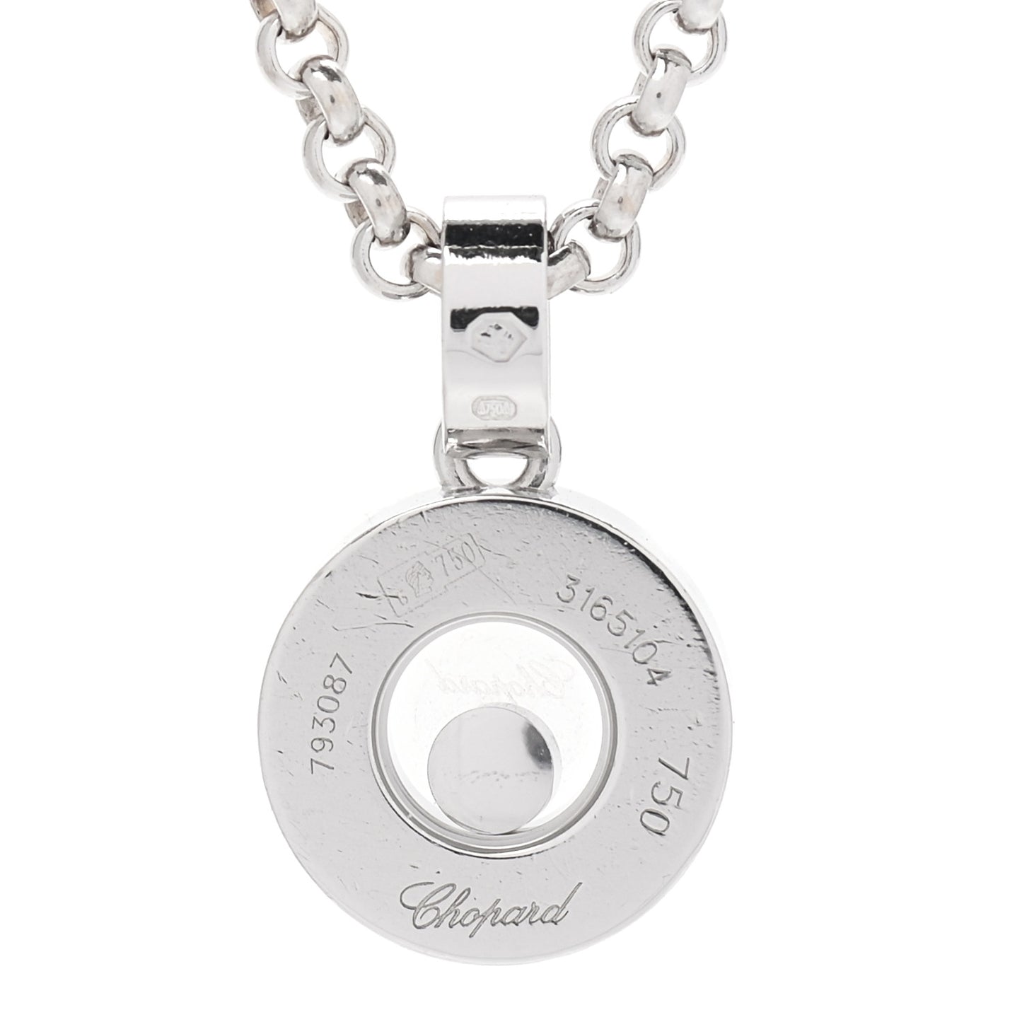 18K White Gold Happy Diamond Halo Pendant Necklace